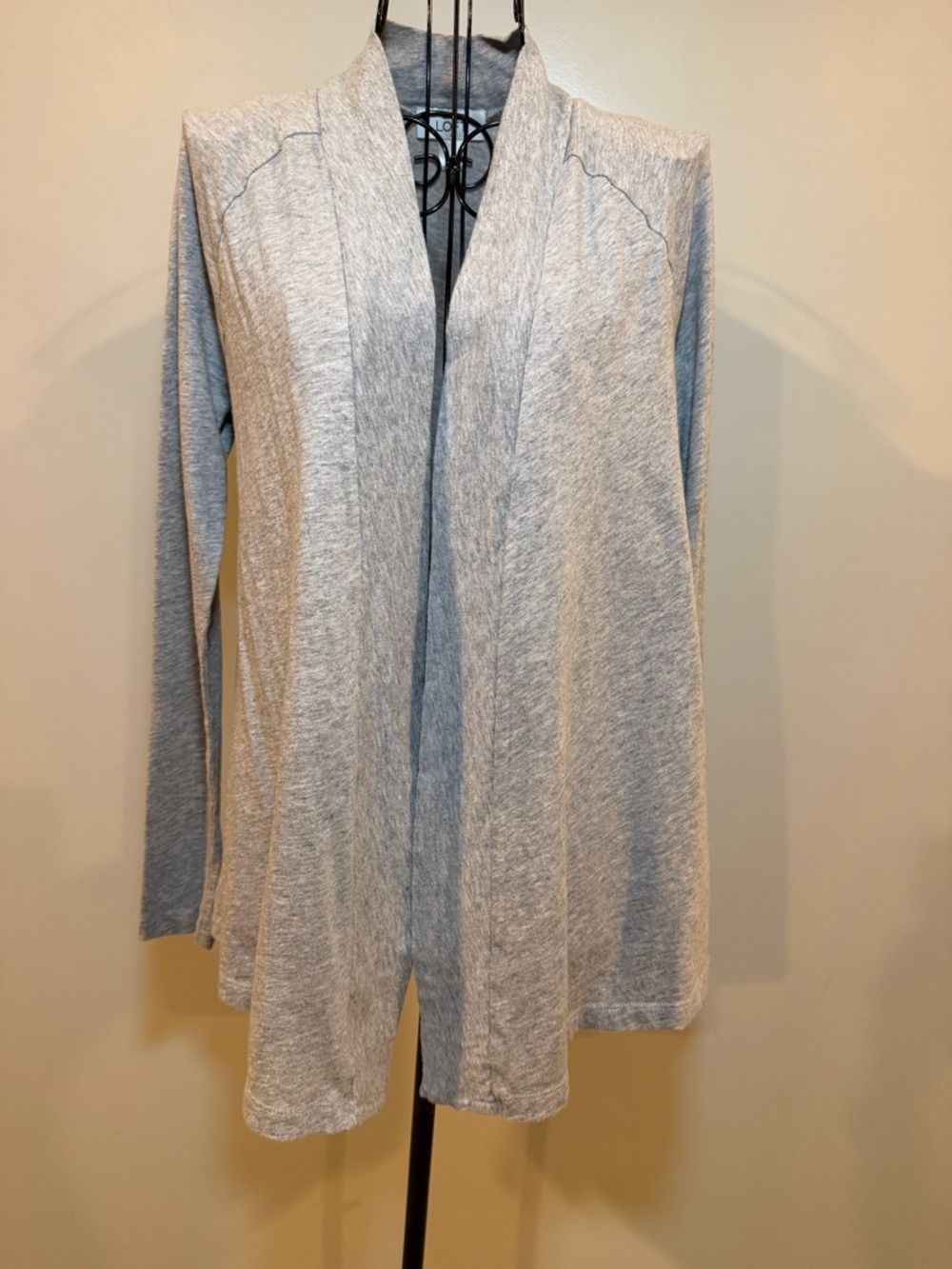 LOFT Heather‎ Gray Draped Open-Front Cardigan